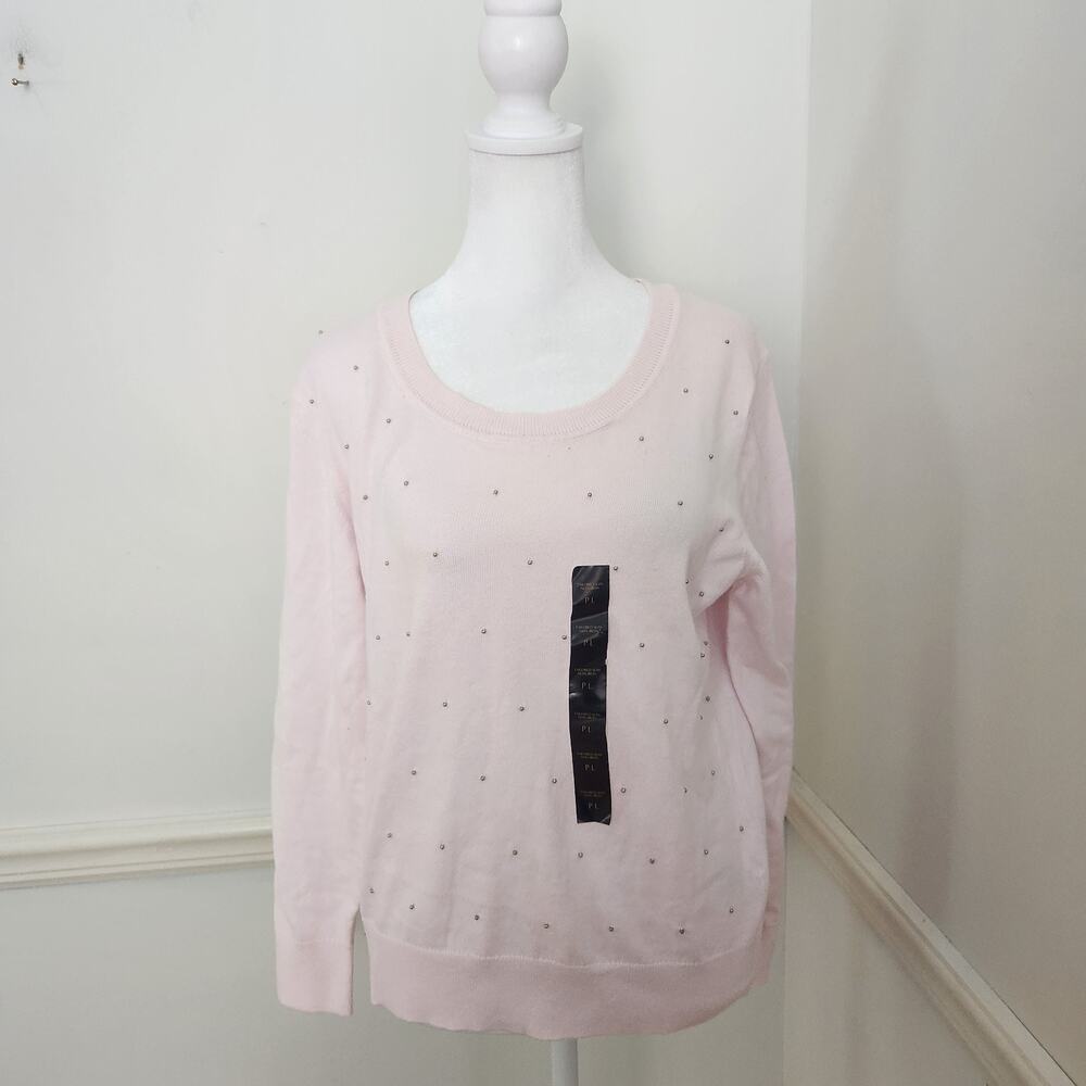 New Banana Republic Sweater Sz PL Petite Large Womens Pink Beaded Career Casual